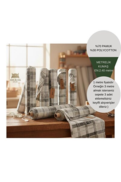 ayçiçek home 1 Meter 46 Thread Akfi̇l Fabric 2.40 Width Bedding Fabric Metera...