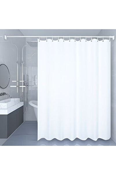 lawrenceshop 180 x 180 cm Pratik Su Geçirmez Duş Perdesi Düz Renk C Halkalı P...