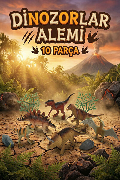 craftivio Vardem 10 Parça Gerçekçi Dinozorlar Alemi Figür Oyuncak Seti - Akse...
