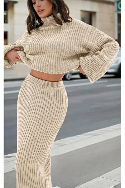 Abalı Yeni sezon kışlık etekli 2li takım Yumuşak yün iplik ... Hamwe .Lazanya...