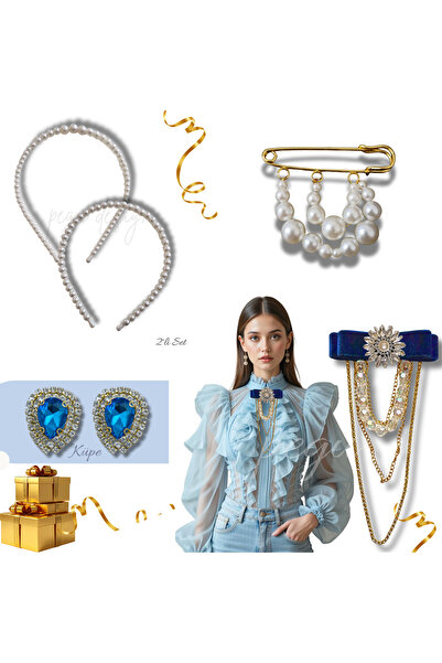 pegu baby collection SET DE 5: COROANĂ CU PERLE, BROȘĂ PENTRU GULER, AC SCOTI...