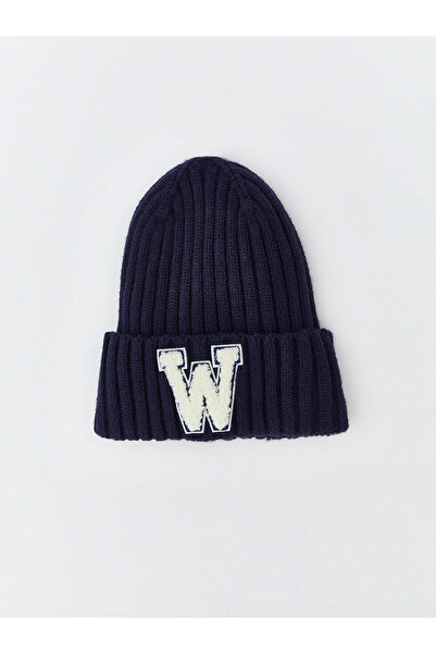 LC Waikiki Nevavm Farkıyla Lcw Accessories Navy Blue Embroidered Boy's Beret