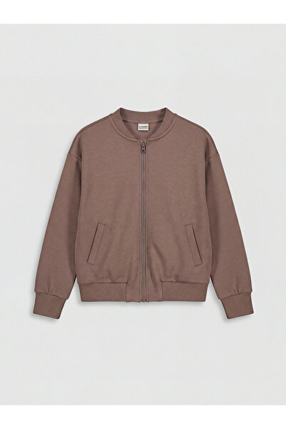 LC Waikiki Hanorac maro cu fermoar, cu guler tip colegiu, pentru fete, cu ati...