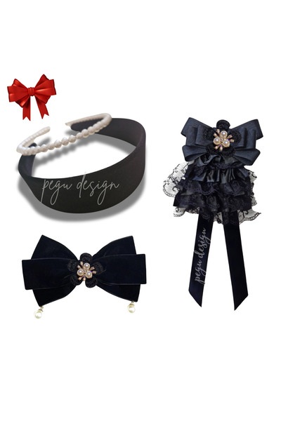 pegu baby collection Комплект от 4 части: перлена диадема, кадифена диадема, ...