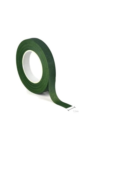 hobi market art Yapışkanlı Çiçek Bandı - Yeşil - 12 mm x 35 Metre - Çiçek Tel...