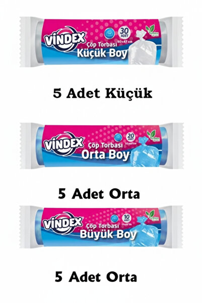 Vindex 15 Packs of Garbage Bags 5 Packs of Small 5 Packs of Medium 5 Packs of...