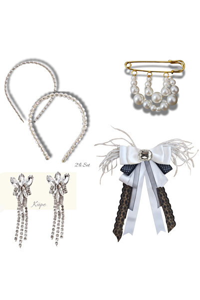 pegu baby collection SET DE 5: COROANĂ CU PERLE, BROȘĂ PENTRU GULER, AC SCOTI...