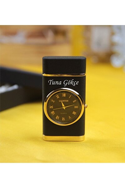 H.D ÇAKİBİÇAK DÜNYASİ Kişiye Özel Isim Baskılı Saatli Işıklı Çakmak Kutulu Si...