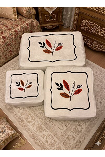 Mustgross Dowry Box Velvet Punch Embroidered 3-Piece Cream Bundle Engagement ...