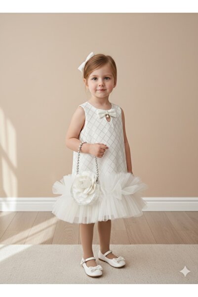 PARK BEBE Girls' Evening Dress Skirts with Ruffles and Bag Accessories 2 Pieces