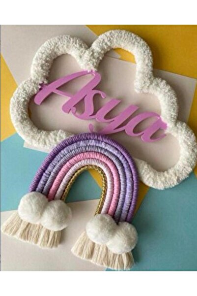 renkli mi renkli tasarım dünyası makrome isimli bebek çocuk kapı süsü