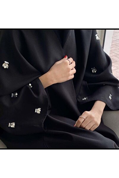 Generic Black abaya with crystal embellishments