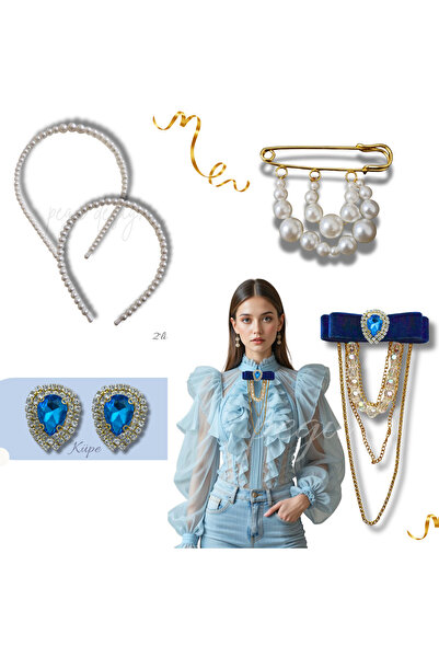 pegu baby collection 5-ЧАСТЕН КОМПЛЕКТ: ПЕРЛЕНА ТИАРА, БРОШКА ЗА РЪКАВ, ШОТЛА...