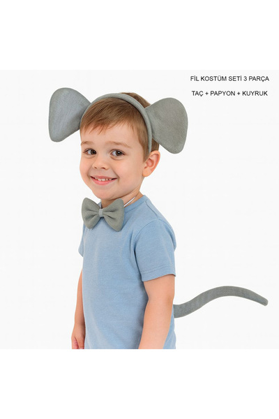 MEVAFA Elephant Costume Accessory Set 3 Pieces - Crown Bow Tie Tail