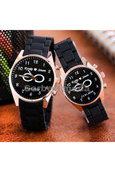 serbestmoda Sevgili Saati Sevgiliye Hediye İsimli Tarih Baskılı Çift Saatleri...