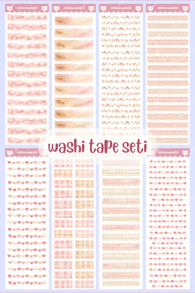 Mimu Art Studio Pastel Pembe 8 Sayfa Pinterest Washi Tape Sticker Seti Günlük...
