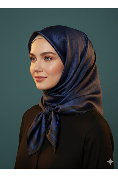 Armine 100% Sura Navy Blue Colored Pure Silk Scarf 90X90 New Season 2026 Spri...