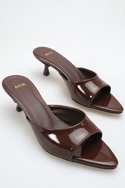 meyra'nın ayakkabıları Women's Pointed Toe Heeled Sandals Bitter Brown Patent...
