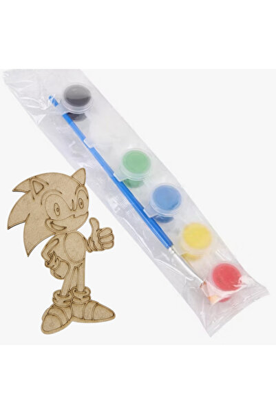 boyabi Sonic Ahşap Boyama Seti 6 Farklı Renk 6*7 42 gr Fırça Hediyeli
