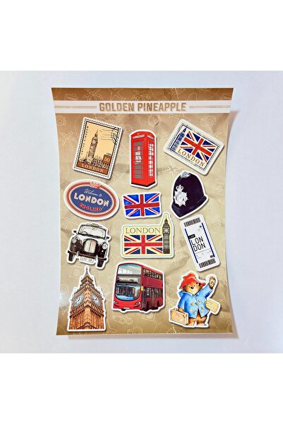 golden pineapple London Stickers Set