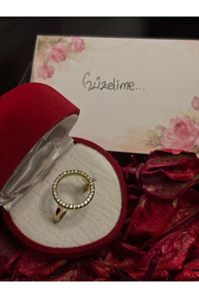 lotusbybuket Vip Design Gold Zircon Stone Circle Model Adjustable Ring in Hea...