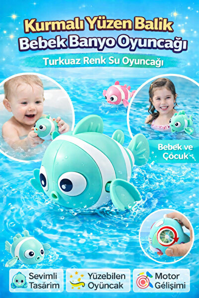 Hane Dostu Kurmalı Yüzen Balık Bebek Çocuk Banyo Oyuncağı Su Oyuncağı | Eğlen...