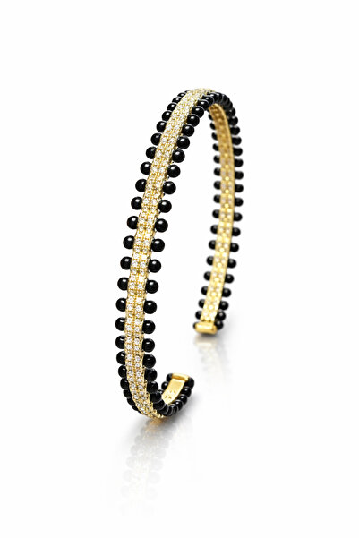 Sense of Atelier Noir Halo Gold Plated Black Stone Elegant Bracelet