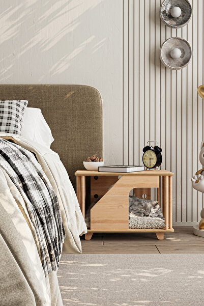 Wooden Studio Ahşap Kedi Evi ve Kafesi – Sehpa Olabilen Şık Kedi Oyun Evi & M...