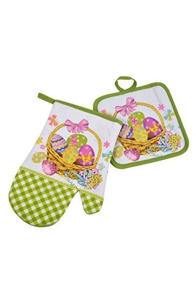 SHOPIENS Set of Oven Mitt and Decorative Napkin for Easter