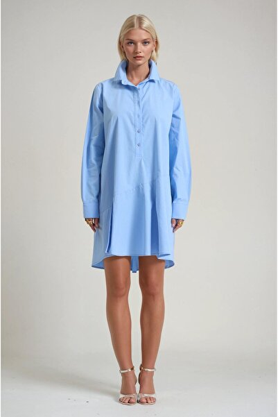 Lijuri Shirt collar button-down loose fit mini shirt dress 2024