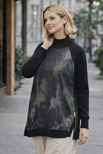 vivalolita Yan Fermuar Detaylı İpek Cupra Kumaş Tunik Şık & Zarif