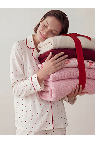 LC Waikiki Rmz Gi̇yi̇m Farkiyla Shirt Roba Printed Women's Pajama Set