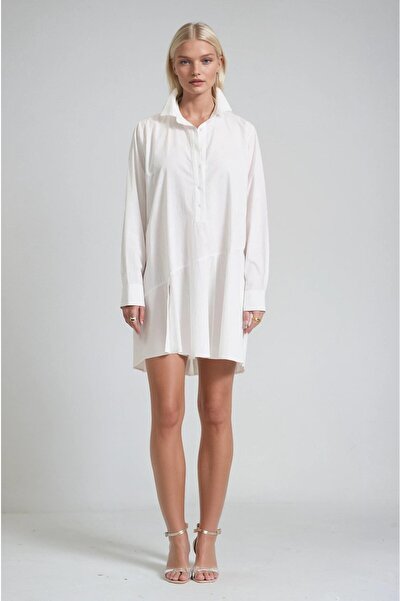 Lijuri Shirt collar button-down loose fit mini shirt dress 2024