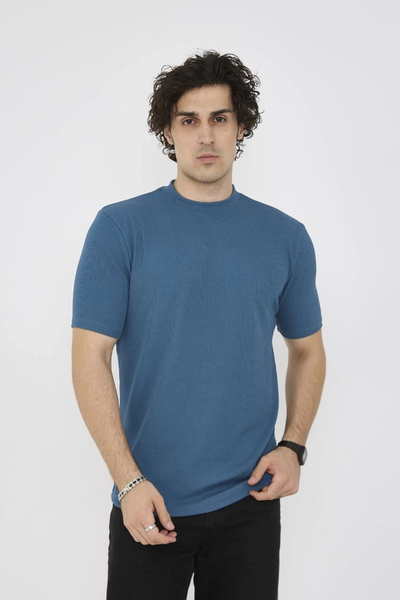 Arben Boutique Crew Neck Slim Fit T-Shirt - Turquoise