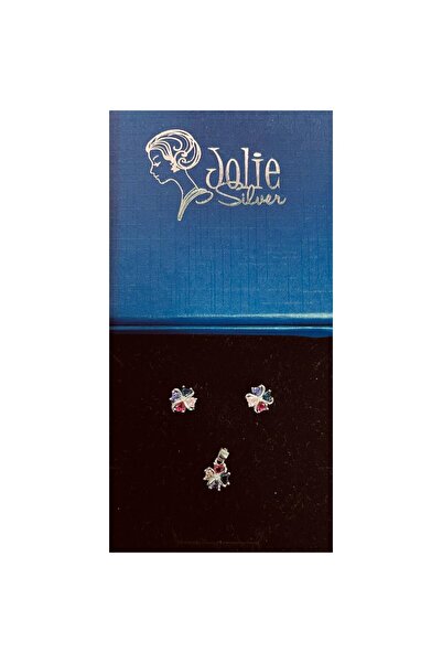 Crocodileskids Σετ από ασήμι 925, Leski Silver, Πολύχρωμο στριφωτό λουλούδι, ...