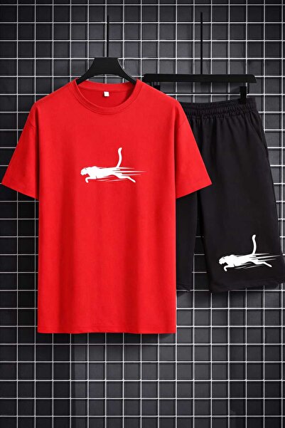 YK WEAR Tricou și pantaloni scurți / Bărbați / Femei / Set cu imprimeu tigru ...