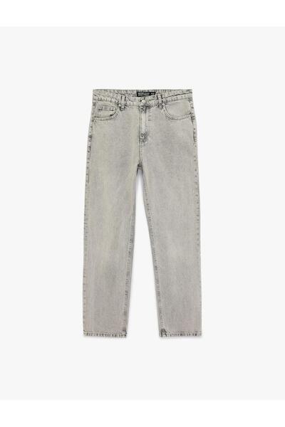 Koton Normal Waist Cotton Vintage Straight Fit Jean Trousers (6S)