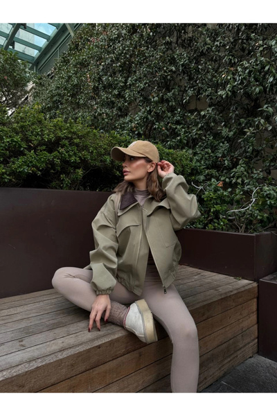 velmorafashion Double Collar Jacket Coat - Green