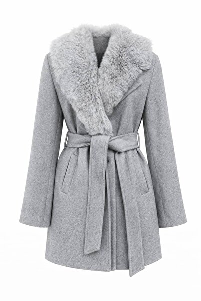 lidyasara Yakası Kürklü Kaban Ceket Kadın