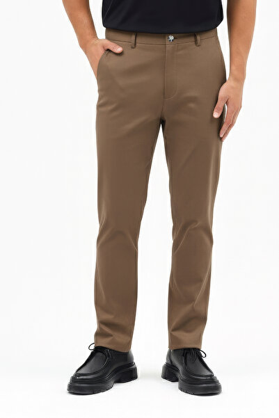 goffra Men's Motion Stretch Fabric Relaxed Elastic Waist Jogger Pants Brown M...