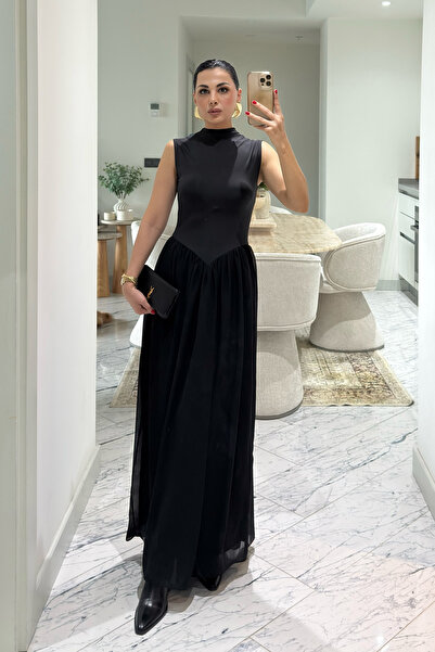 Seda Yalçın Atelier Kombine Tüllü Uzun Elbise