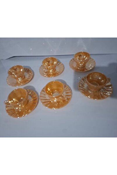 FİNCANIMM Eski Nostaljik Antika Sarı Fincan Takımı