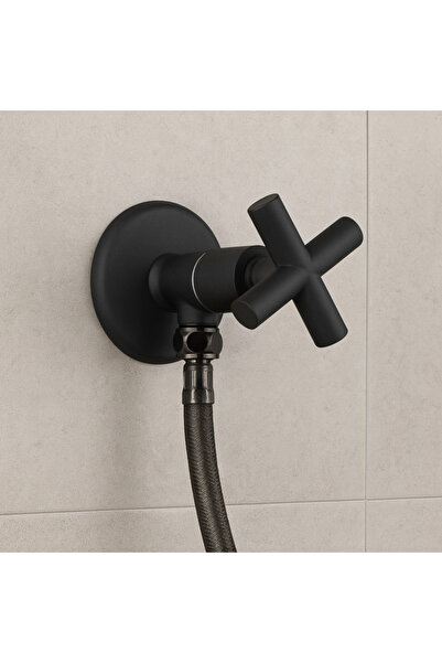 banyosepeti Cross Matte Black Wall Mounted Bidet Faucet + Flexible Hose Set –...