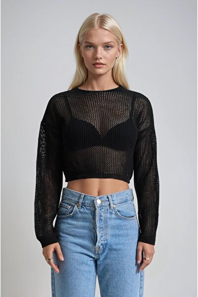 Lijuri Openwork crop knit sweater 1424