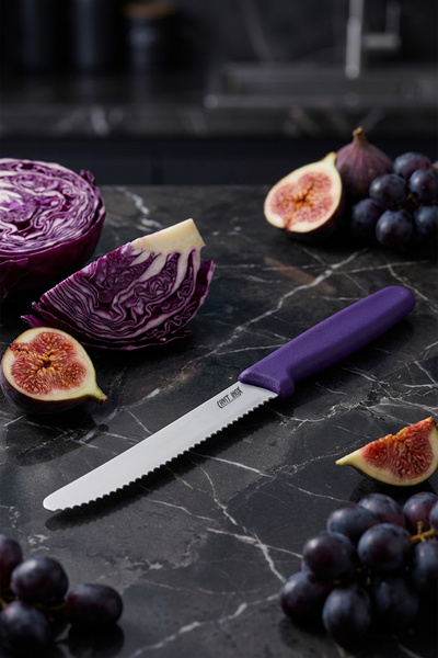 Cavit İnox Sebze Bıçağı Dişli Domates Bıçağı Mor