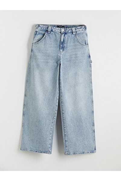 LC Waikiki Pantaloni de jeans de damă cu picioare largi albastre