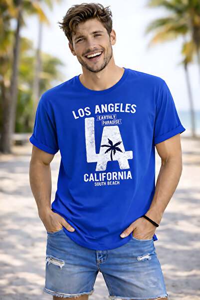 ArtYus Los Angeles California Printed Summer Themed Cotton Relaxed Fit Round ...