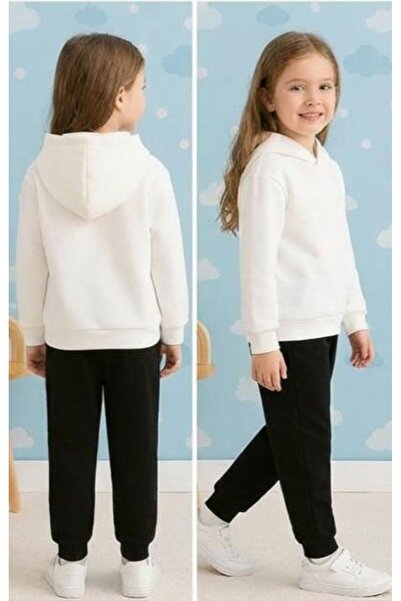 SPORTİVEA 100% ΒΑΜΒΑΚΙ Φούτερ με κουκούλα για κορίτσια και μαύρο παντελόνι φό...