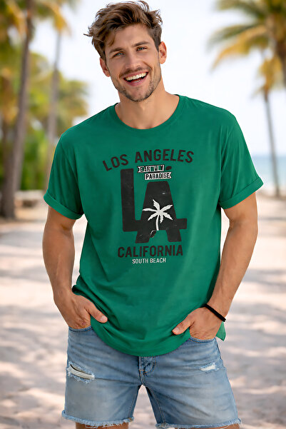 ArtYus Los Angeles California Printed Summer Themed Cotton Relaxed Fit Round ...