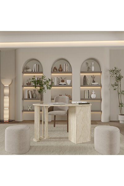 klubeconcept DERGÂH Kavis Formlu Dolaplı Çalışma Masası 120 cm